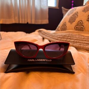 Karl Lagerfeld Red Cat-Eye Sunglasses New Collection